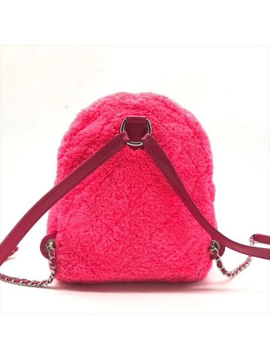 Chanel CC Logo Turnlock Quilted Pile Mini Chain Pack Backpack Pink main image 7